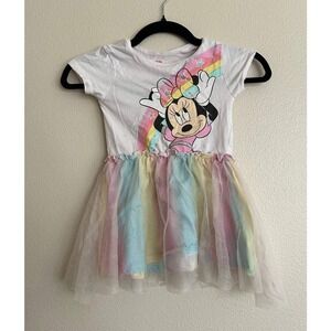Disney Minnie Mouse Tutu Dress 3T Rainbow Tulle Skirt Girls Glitter Fairy